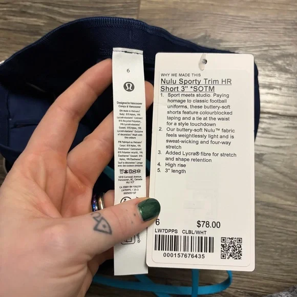 NWT Lululemon Nulu Sporty Trim High-Rise Short *3” (Club Blue/White) Size: 6 - Picture 2 of 6